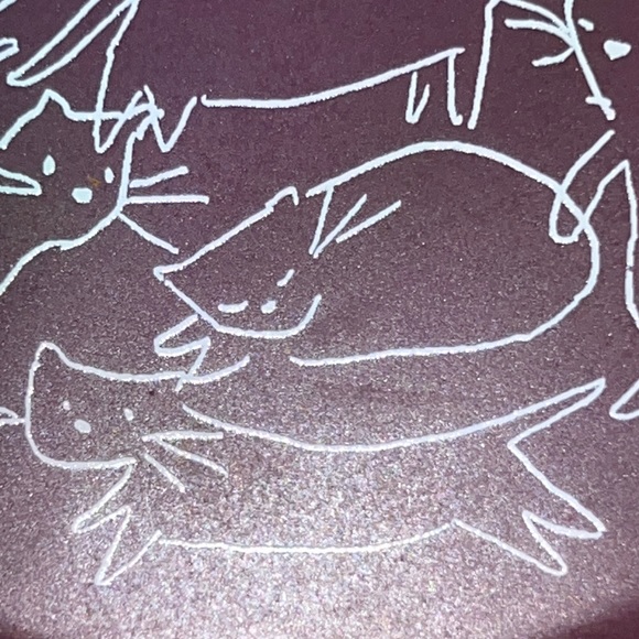 artfully playful cat bowl-exposed colored clay stoneware base w/decal art-NWOT - Picture 7 of 9